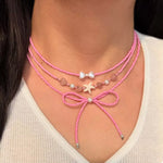 Collier Multi-Rangs Perles, Nœud & Étoile De Mer