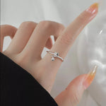 Bague Ajustable Cœurs en Argent 925 – Duo de Cristaux