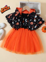 Ensemble Robe Fantôme & Cape à Capuche Halloween Fille
