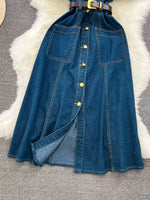 Robe en Jean Boutonnée Manches Courtes