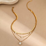 Collier 4 Rangs De Perles Plaqué Or 18K