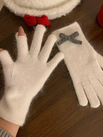 Gants Tricotés Détail Nœud