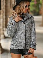 Veste Boutonnée Duveteuse À Poches