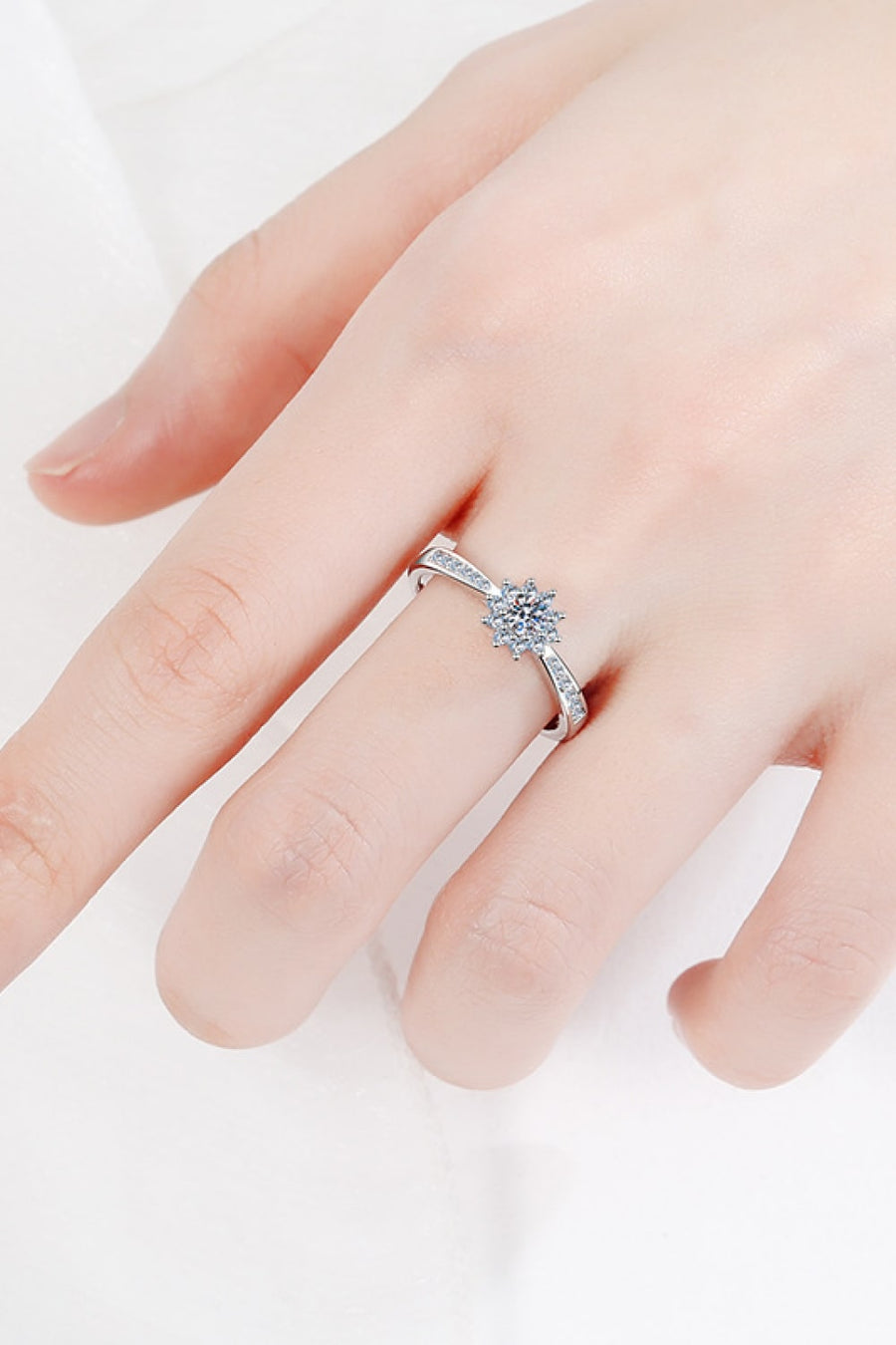 Bague Flocon Moissanite Plaquée Rhodium