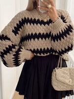 Pull Rayé Col Rond Épaules Tombantes