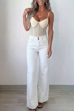 Jean Large Taille Haute Deux Boutons