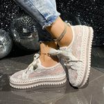 Baskets Basses en Dentelle & Lacets Ruban — Style Chic Kawaii & Glamour