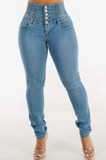 Jean Taille Haute Skinny Boutonné Galbant