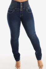 Jean Taille Haute Skinny Boutonné Galbant