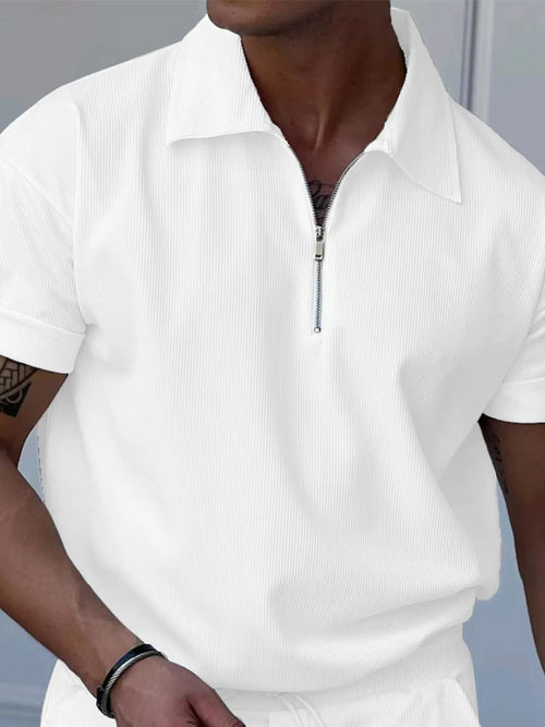 Polo Zippé Manches Courtes Homme