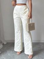 Pantalon Large Fleuri Texturé