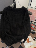 Pull Moelleux Noir à Motifs Papillons Bleus — Esprit Modern Casual