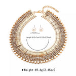 Parure Boucles D'Oreilles & Collier Perles Plaqué Or 18K