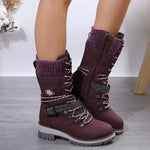 Bottes Mi-Mollet Grises à Lacets & Sangles Bijoux — Style Chic Alpine & Kawaii Distingué