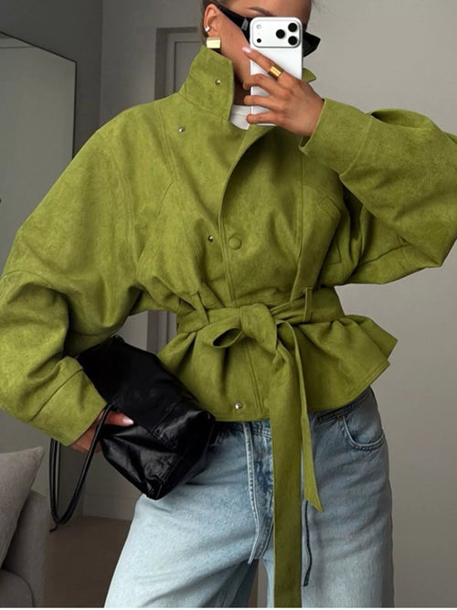 Veste Courte Manches Longues Taille Nouée