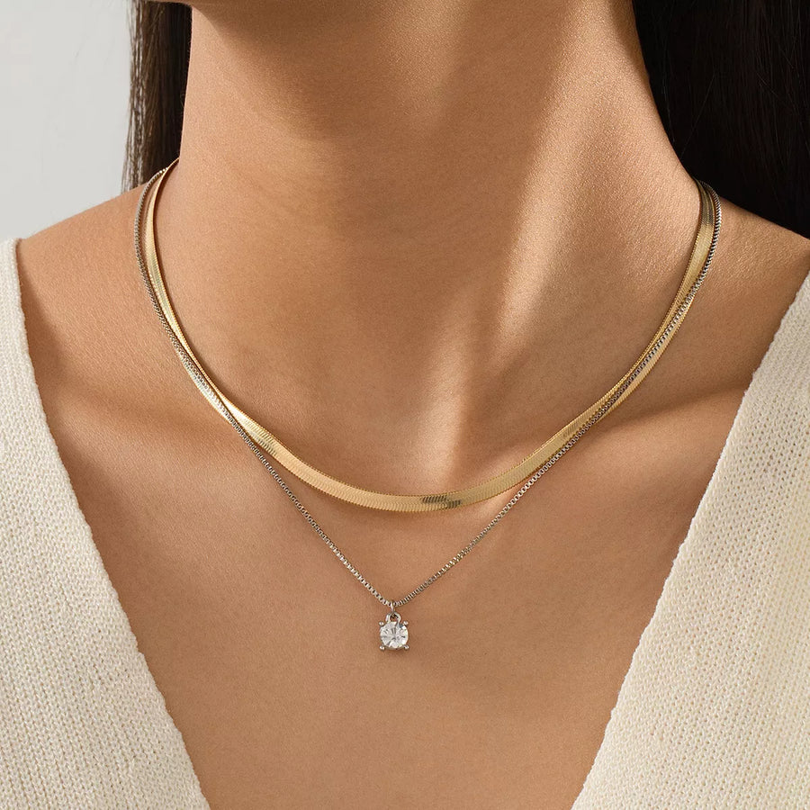 Collier Chaîne Pendentif Minimaliste 2 Pièces