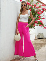 Taille Haute Pantalon Large Avec Poches