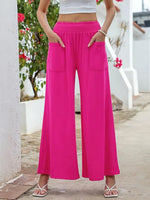 Taille Haute Pantalon Large Avec Poches