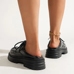 Mocassins Cuir Plateforme À Lacets