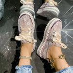 Baskets Basses en Dentelle & Lacets Ruban — Style Chic Kawaii & Glamour