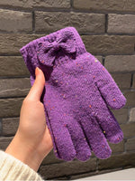 Gants Tricotés Détail Nœud