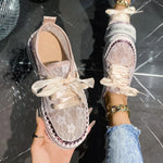 Baskets Basses en Dentelle & Lacets Ruban — Style Chic Kawaii & Glamour