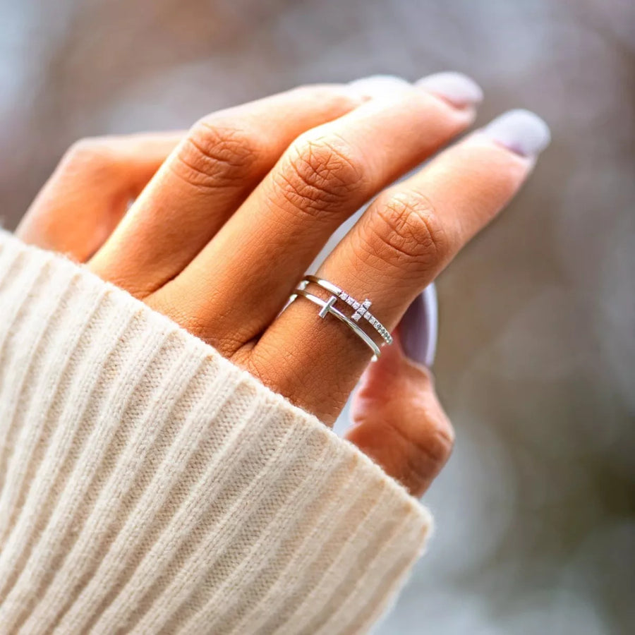 Bague Double Anneau Croisé