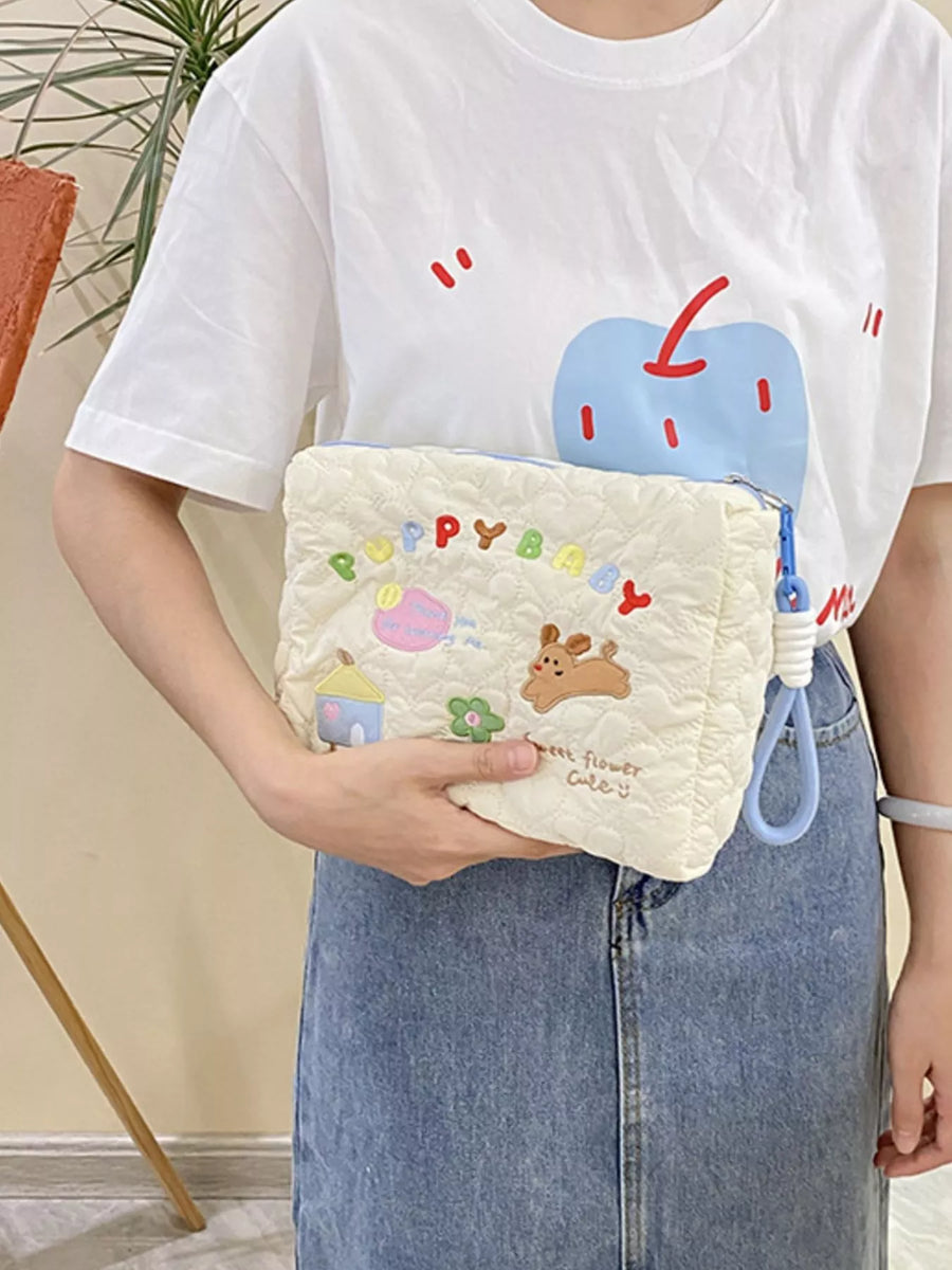 Pochette Matelassée Brodée Motif Cartoon