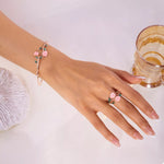Parure Bague Croisée & Bracelet Plaqué Or Rose