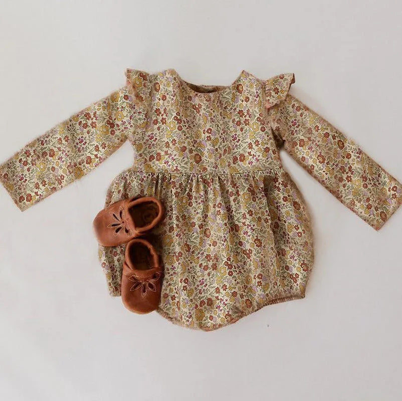 Robe Fleurie Bébé Fille - Manches Longues