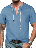 Chemise en Jean Bord Brut Manches Courtes Homme