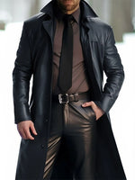 Manteau Long en Cuir Noir & Ensemble Sophistiqué — Esprit Executive Luxury