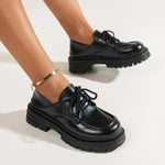 Mocassins Cuir Plateforme À Lacets