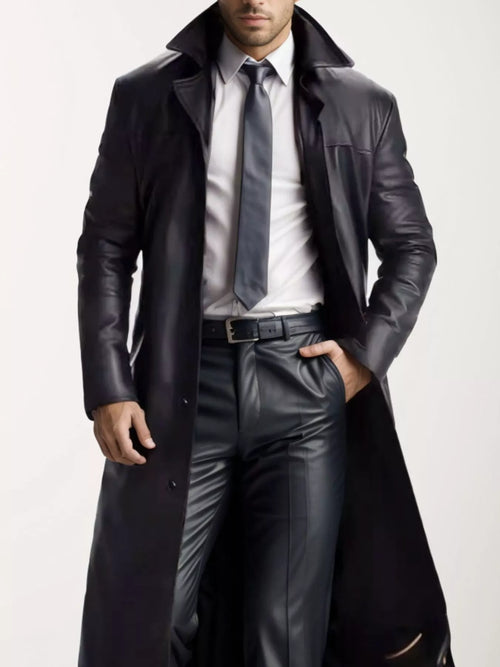 Veste Longue Boutonnée Manches Longues Homme