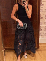 Robe Midi Sans Manches Côtelé Crochet