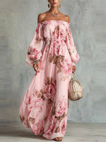 Robe Longue Épaules Dénudées Fleurie