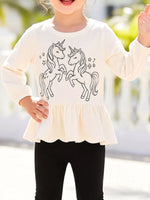 Ensemble Haut Peplum Licorne & Legging Fille