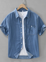 Chemise en Jean Boutonnée Manches Courtes Homme