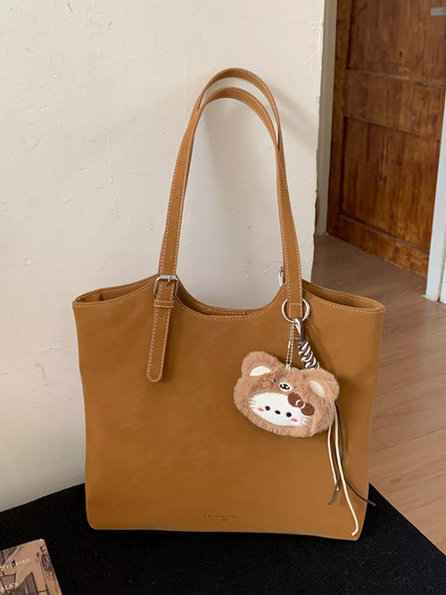 Sac À Main Structuré & Breloque Peluche Amovible