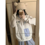 Sweat à Capuche Rose Kawaii à Carreaux & Broderies Chat