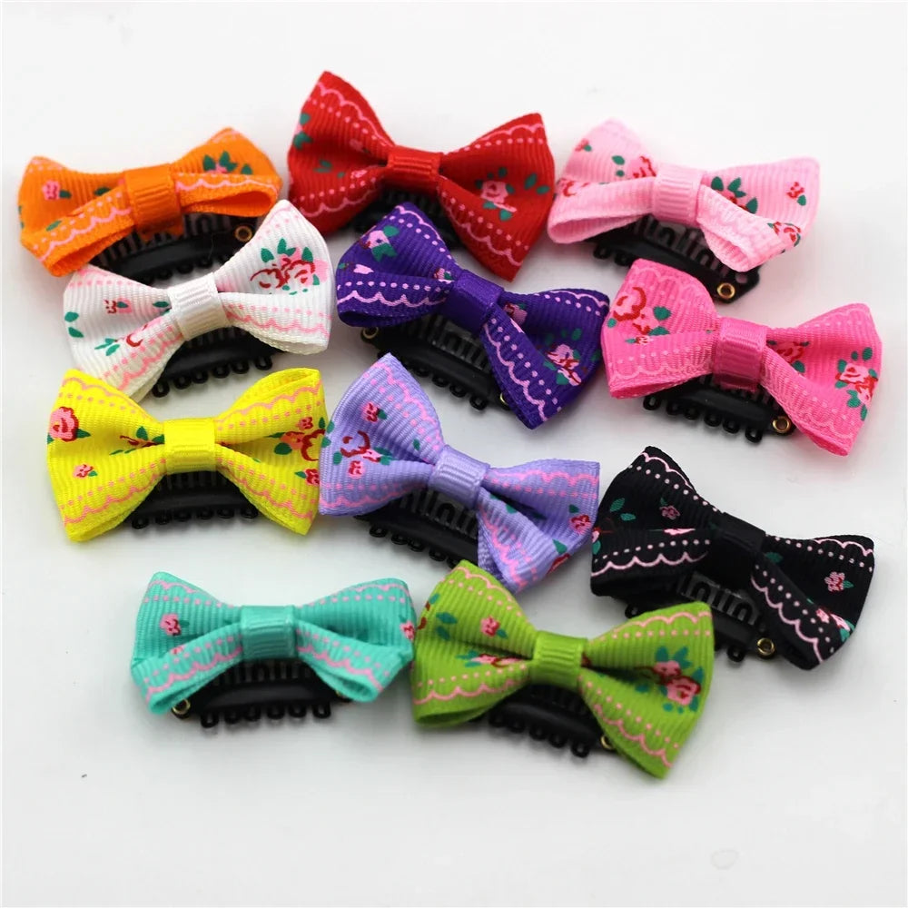10Pc Print Flower/Strawberry/Smile/Cartoon Babies Fine Wispy Hair Mini Latch Wisp Clip Newborn Bow Hair Clips Infant Hairpin
