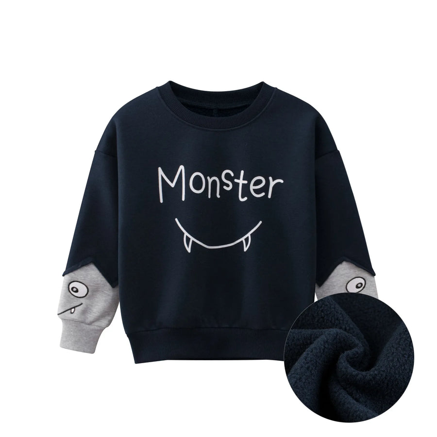 Sweat Enfant Imprimé Monstre - Doublure Peluche