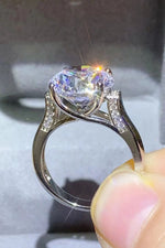 Bague Moissanite 5 Carats Plaquée Platine - Monture Fine