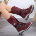 Bottes Mi-Mollet Grises à Lacets & Sangles Bijoux — Style Chic Alpine & Kawaii Distingué
