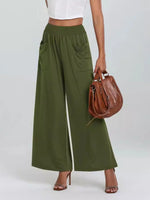 Taille Haute Pantalon Large Avec Poches