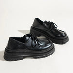 Mocassins Cuir Plateforme À Lacets