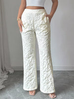 Pantalon Large Fleuri Texturé
