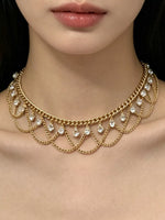 Collier Chaîne Zircon Plaqué Or 18K