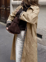 Trench Boutonné Doublure À Carreaux