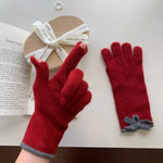 Gants Tricotés Ornés D'un Nœud